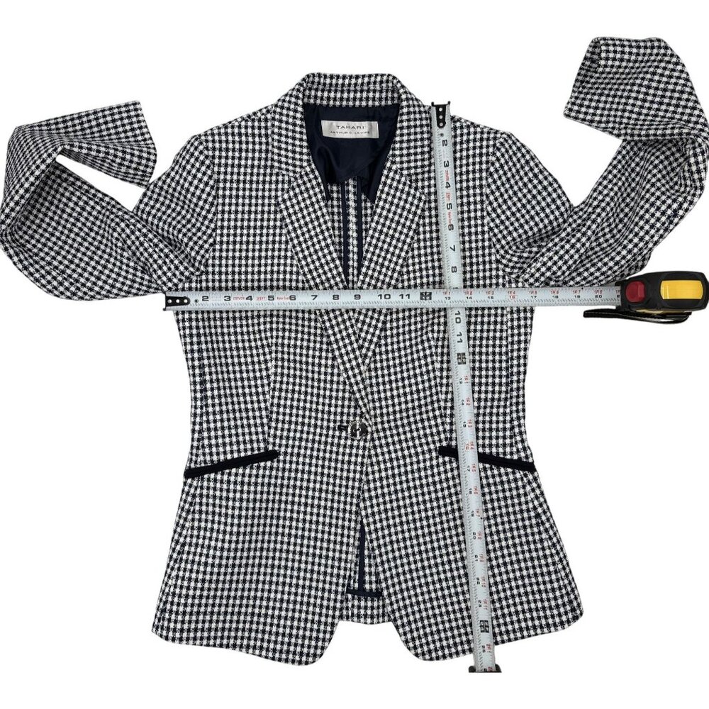 Tahari Size S Woman Arthur S. Levine Womens Black & White Houndstooth Blazer - Picture 5 of 9